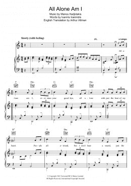 page one of All Alone Am I (Piano, Vocal & Guitar Chords)