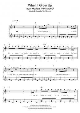 page one of When I Grow Up (From 'Matilda The Musical') (Piano & Vocal)