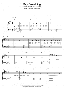 page one of Say Something (Piano & Vocal)