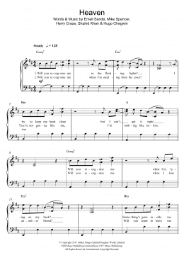 page one of Heaven (Piano & Vocal)