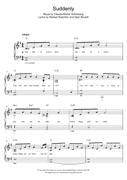 page one of Suddenly (from Les Miserables The Movie) (Piano & Vocal)
