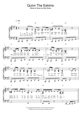 page one of Quinn The Eskimo (The Mighty Quinn) (Easy Piano)