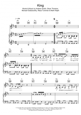 page one of King (Piano, Vocal & Guitar Chords)