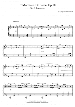 page one of Romance (No.6 From 7 Morceaux De Salon, Op.10) (Piano & Vocal)