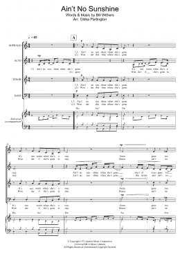 page one of Ain't No Sunshine (Arr. Gitika Partington) (Choir)