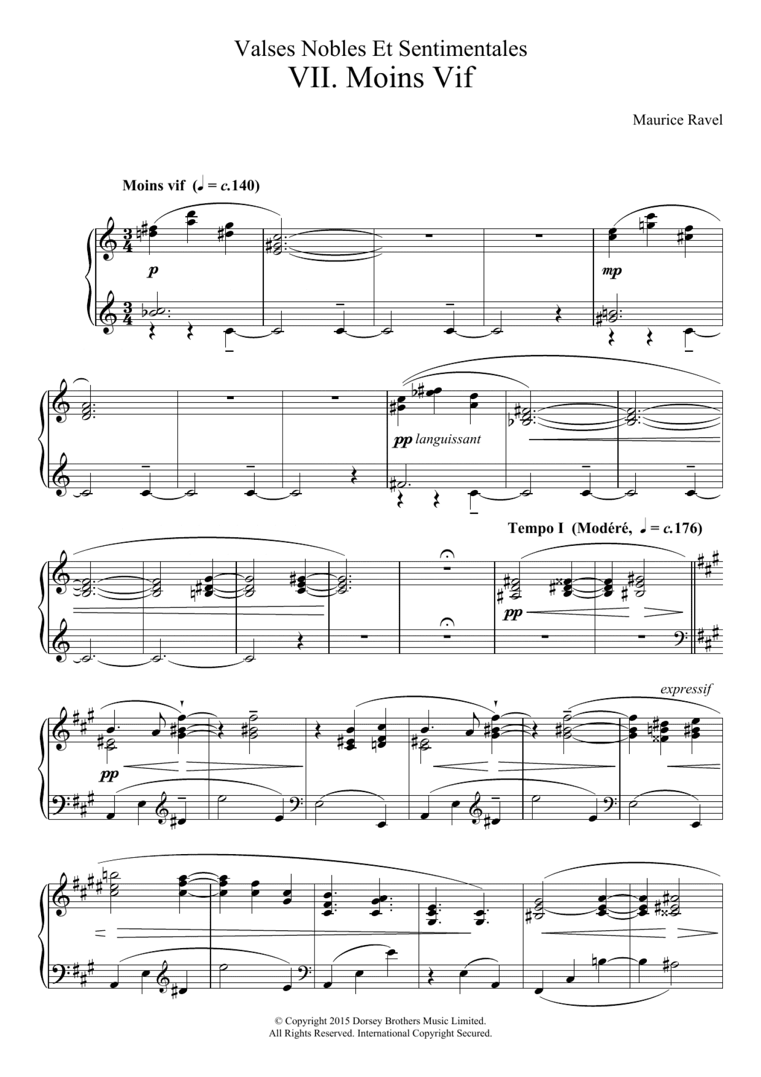 Valses Nobles Et Sentimentales - VII. Moins Vif (Piano Solo)