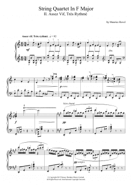 page one of String Quartet In F Major - II. Assez Vif, Tres Rythme (Piano Solo)