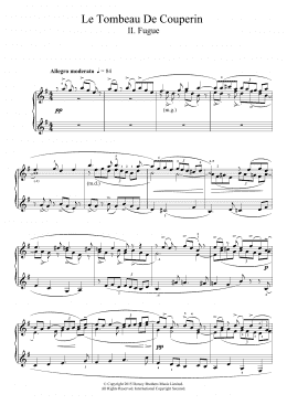 page one of Le Tombeau De Couperin - II. Fugue (Piano Solo)