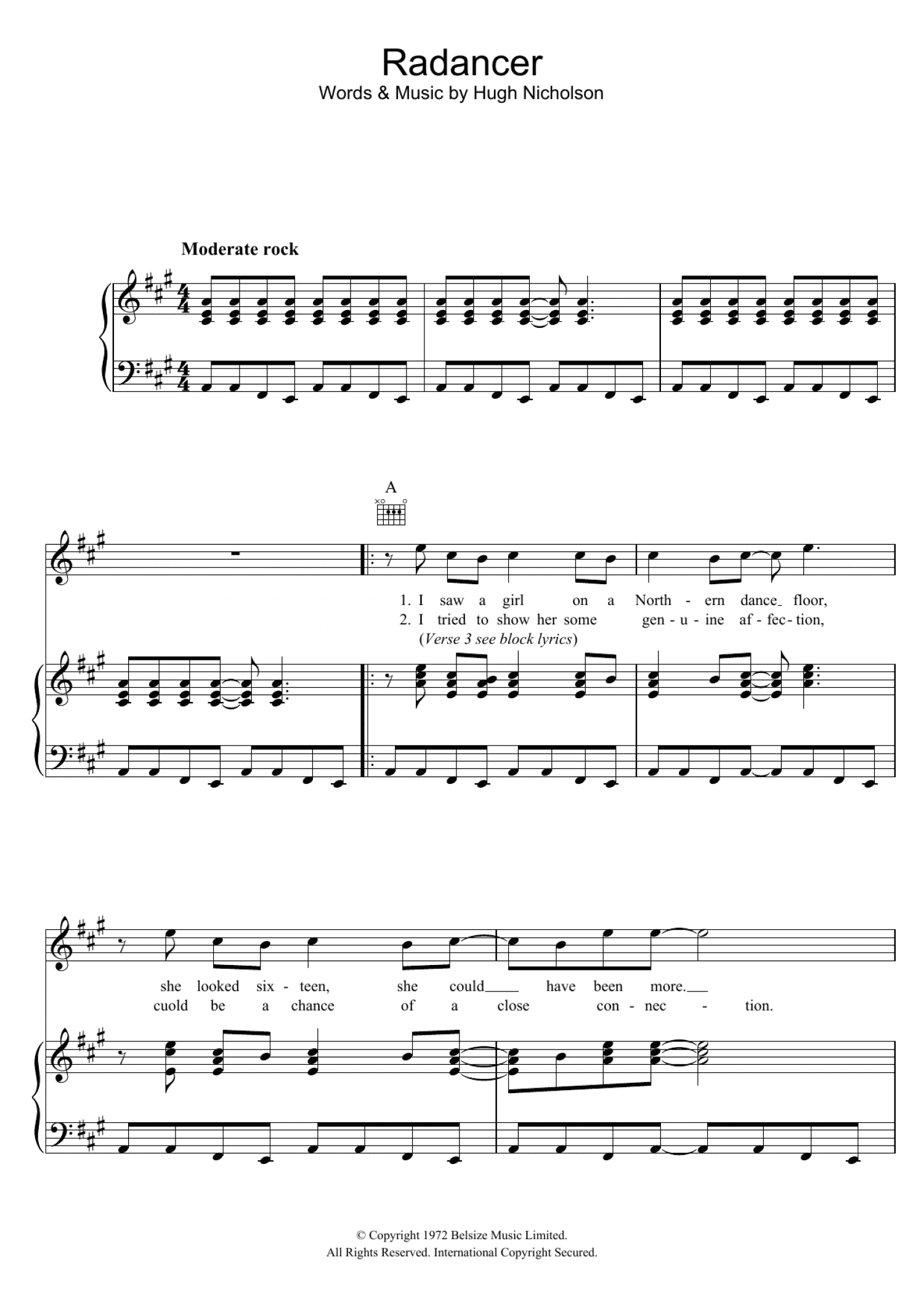 Radancer (Piano, Vocal & Guitar Chords)