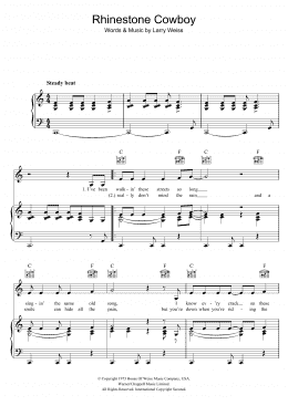 page one of Rhinestone Cowboy (Piano, Vocal & Guitar Chords (Right-Hand Melody))
