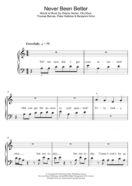 page one of Never Been Better (Piano, Vocal & Guitar Chords)