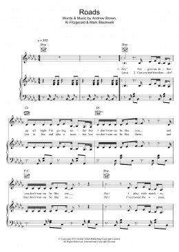 page one of Roads (Piano, Vocal & Guitar Chords)