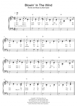 page one of Blowin' In The Wind (Piano & Vocal)