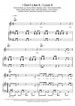 page one of I Don't Like It, I Love It (Piano, Vocal & Guitar Chords)