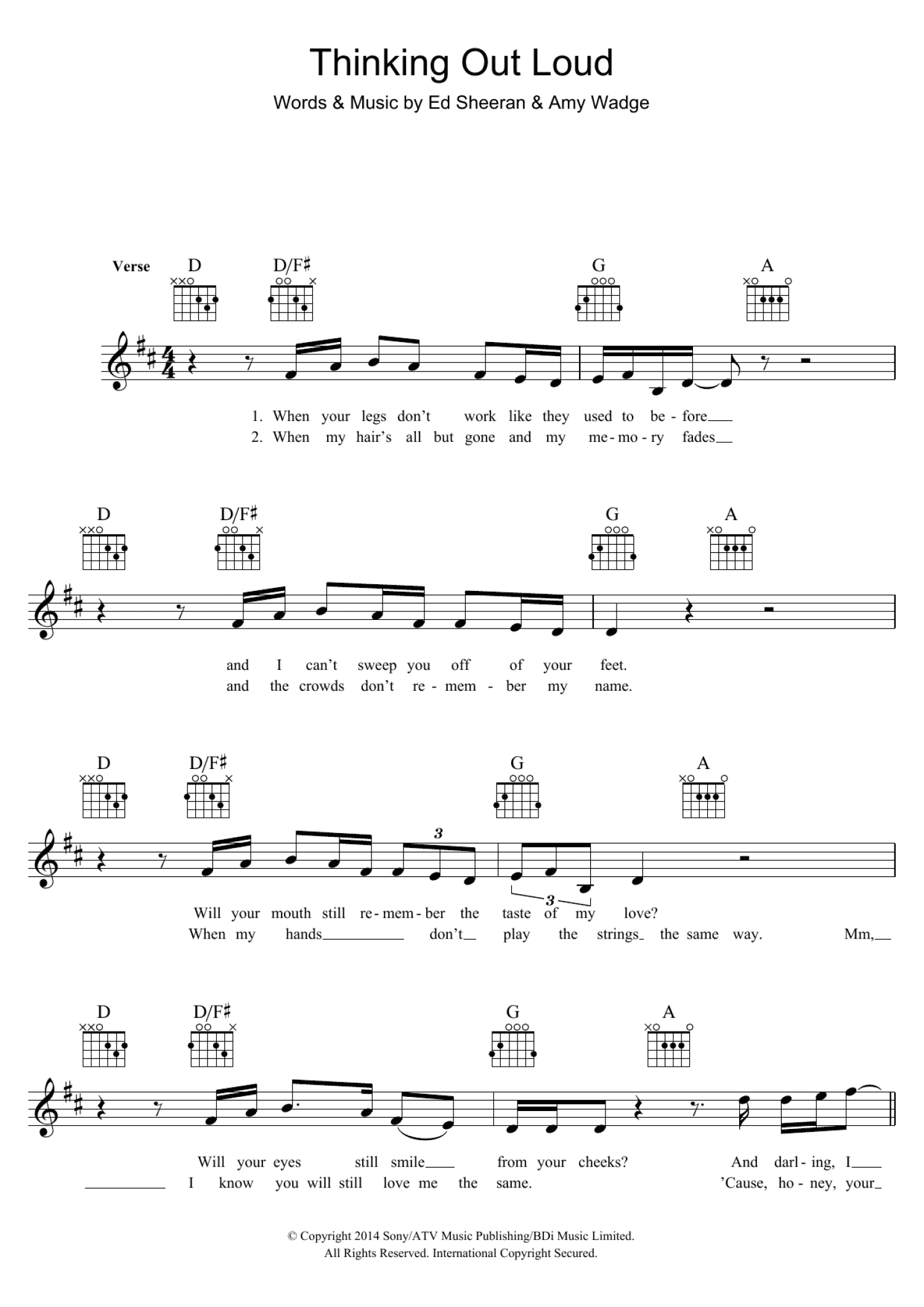 Thinking Out Loud (Lead Sheet / Fake Book)