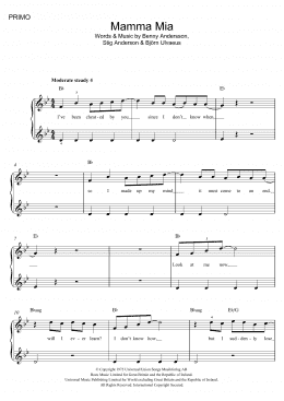 page one of Mamma Mia (Piano Duet)