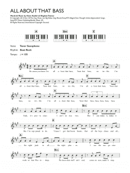 page one of All About That Bass (Piano Chords/Lyrics)