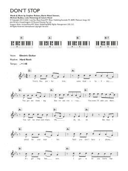 page one of Don't Stop (Piano Chords/Lyrics)