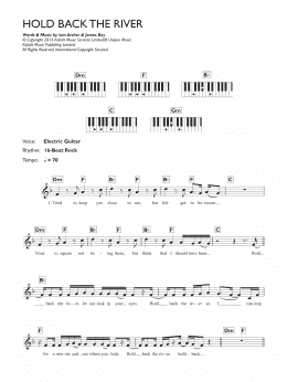 page one of Hold Back The River (Piano Chords/Lyrics)