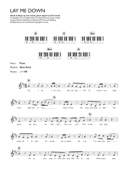 page one of Lay Me Down (Piano Chords/Lyrics)