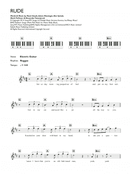 page one of Rude (Piano Chords/Lyrics)
