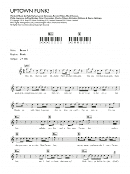 page one of Uptown Funk (feat. Bruno Mars) (Keyboard (Abridged))