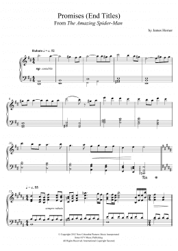 page one of Promises (From The Amazing Spider-Man End Titles) (Piano Solo)