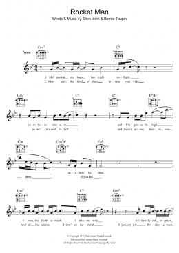 page one of Rocket Man (Lead Sheet / Fake Book)