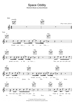 page one of Space Oddity (Lead Sheet / Fake Book)