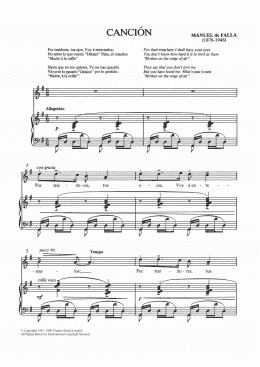 page one of Cancion (Piano & Vocal)