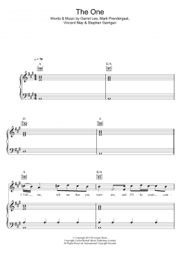 page one of The One (Piano, Vocal & Guitar Chords)