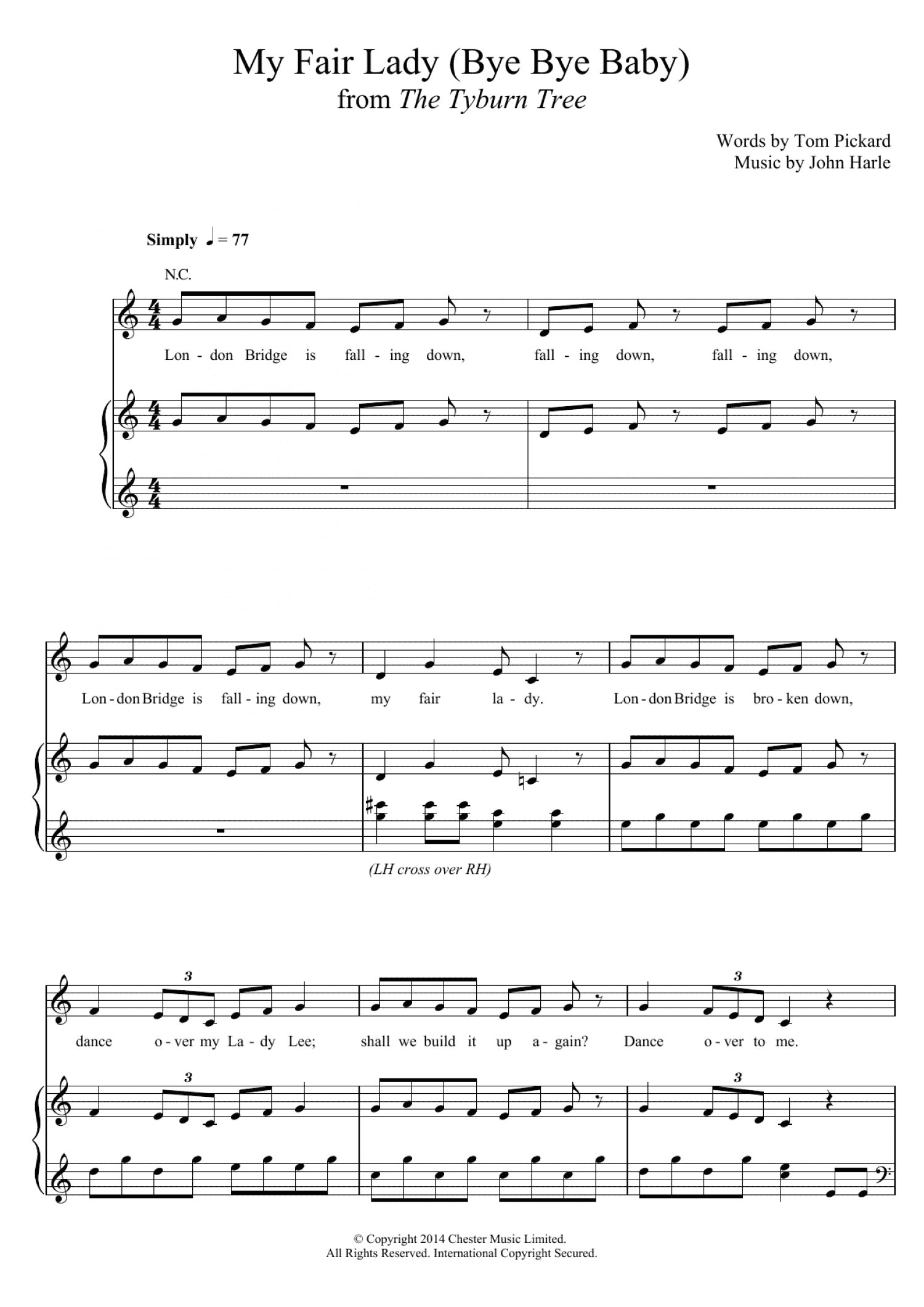 My Fair Lady (Bye Bye Baby) (Piano, Vocal & Guitar Chords)