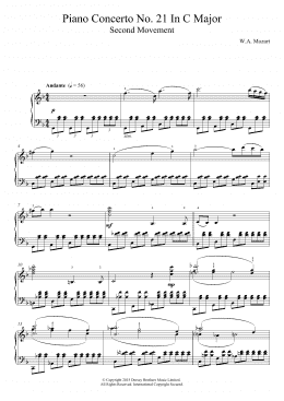 page one of Piano Concerto No. 21 In C Major (Second Movement) (Piano Solo)