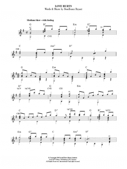 page one of Love Hurts (Easy Guitar)