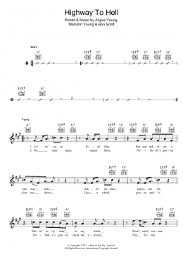 page one of Highway To Hell (Lead Sheet / Fake Book)
