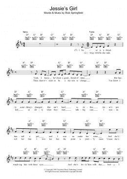 page one of Jessie's Girl (Lead Sheet / Fake Book)
