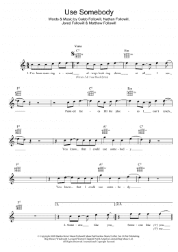page one of Use Somebody (Lead Sheet / Fake Book)