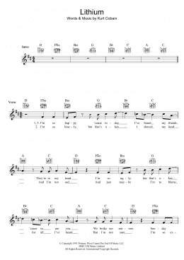 page one of Lithium (Lead Sheet / Fake Book)