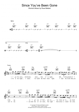 page one of Since You've Been Gone (Lead Sheet / Fake Book)