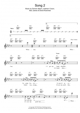 page one of Song 2 (Lead Sheet / Fake Book)