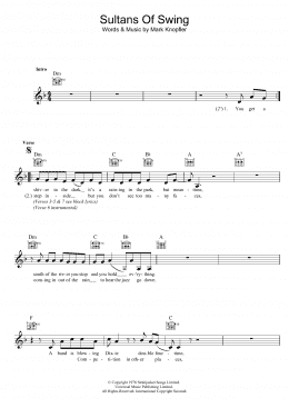 page one of Sultans Of Swing (Lead Sheet / Fake Book)