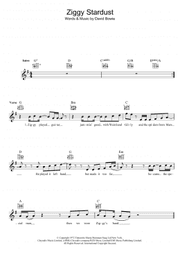 page one of Ziggy Stardust (Lead Sheet / Fake Book)