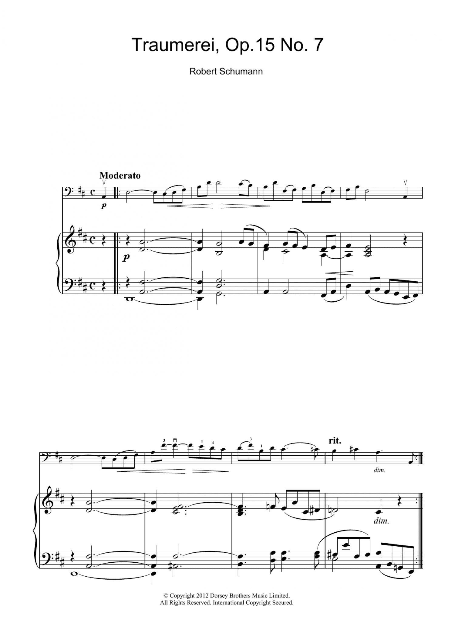 Traumerei Op.15 No.7 (Cello Solo)