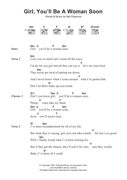 page one of Girl, You'll Be A Woman Soon (Guitar Chords/Lyrics)
