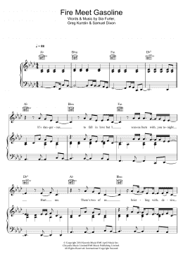 page one of Fire Meet Gasoline (Piano, Vocal & Guitar Chords)