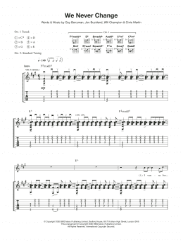 page one of We Never Change (Guitar Tab)
