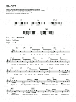 page one of Ghost (Piano Chords/Lyrics)
