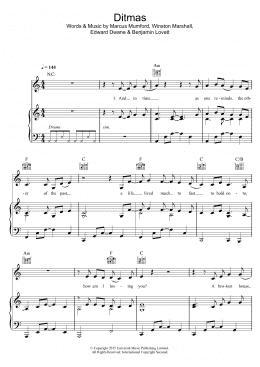 page one of Ditmas (Piano, Vocal & Guitar Chords)
