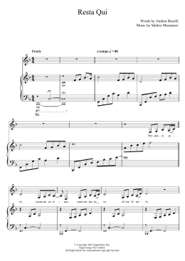 page one of Resta Qui (Piano, Vocal & Guitar Chords)