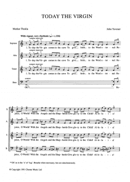 page one of Today The Virgin (Choir)